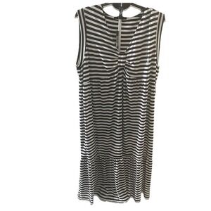Tommy Hilfiger Black & White Striped Knot-Front Maxi Dress